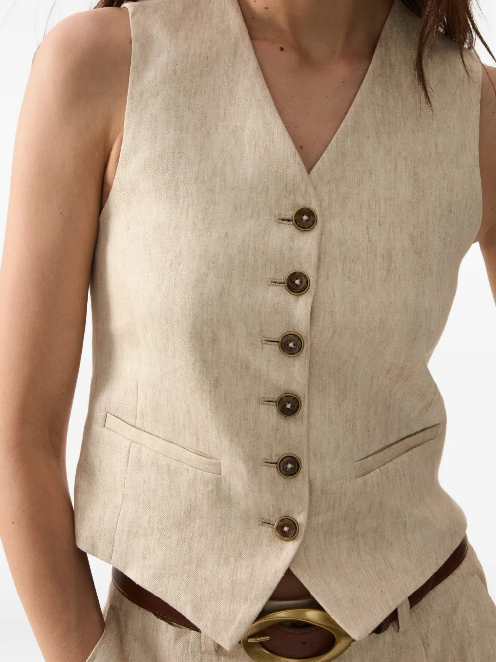 Fortela Demi Single-breasted Waistcoat in Neutrals, view 4
