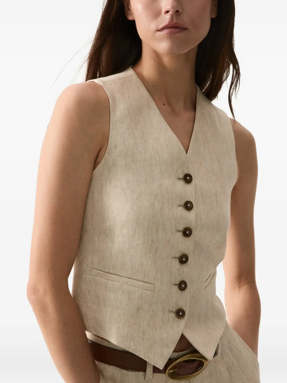 Fortela Demi Single-breasted Waistcoat in Neutrals, view 2