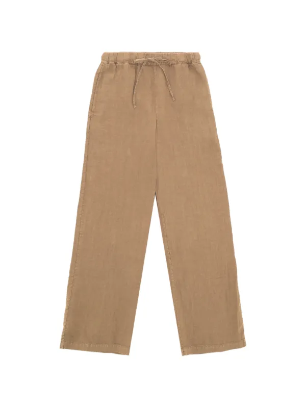 Fortela Jaleh Linen Drawstring Straight Trousers in Neutrals