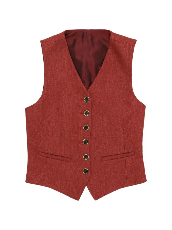 Fortela Demi Single-breasted Waistcoat in Red