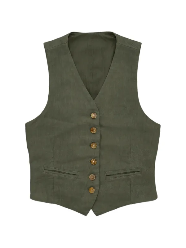 Fortela Demi Tailored Waistcoat in Green