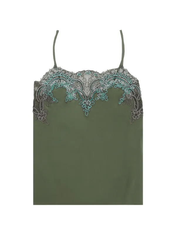 Fortela Brianne Lace-trimmed Sleeveless Blouse in Green