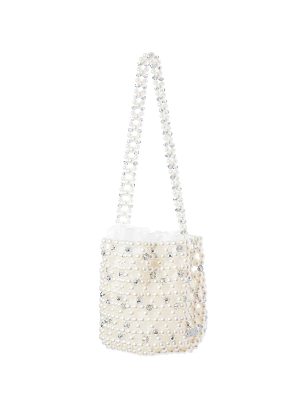 0711 Bibi bucket-tas met imitatieparel Wit