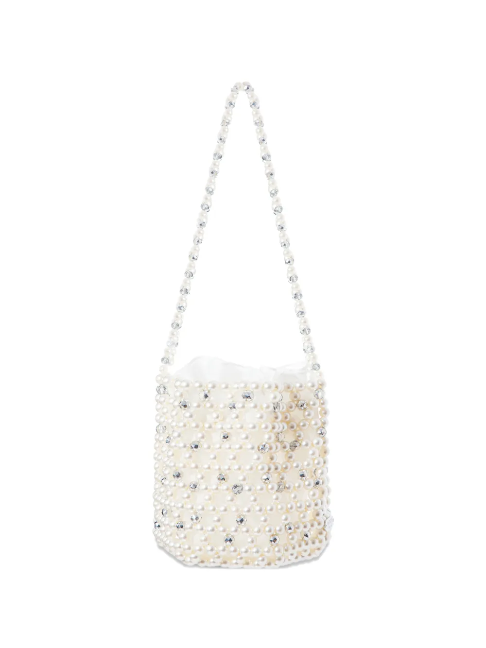 0711 Bibi faux-pearl bucket bag - Bianco