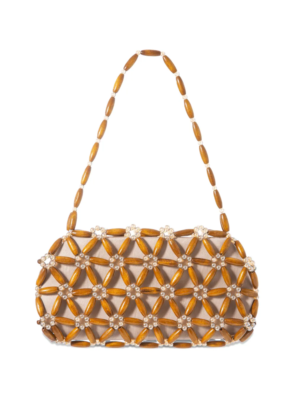 0711 Tebea beaded shoulder bag - Marrone