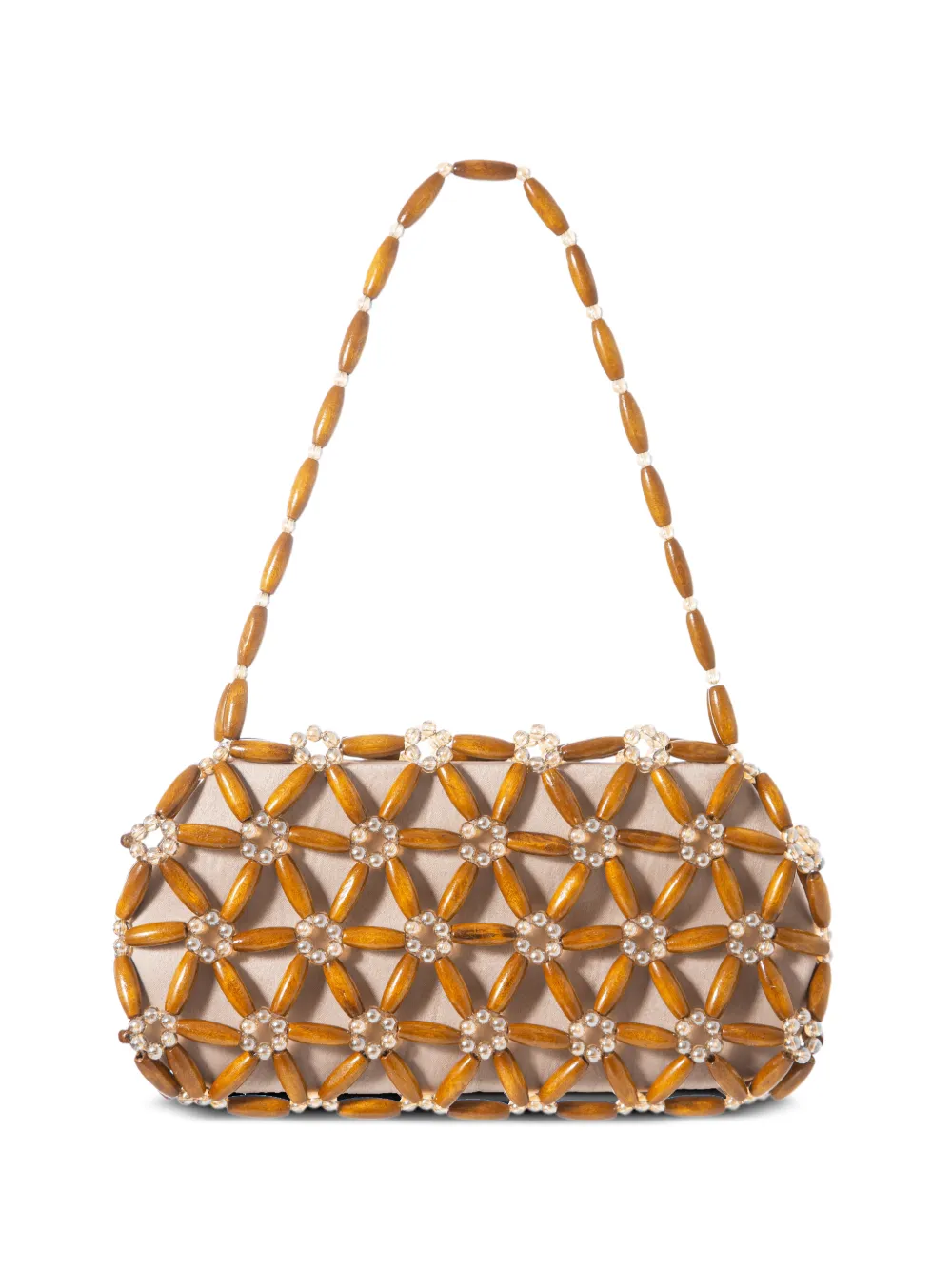 0711 Tebea beaded shoulder bag - Marrone