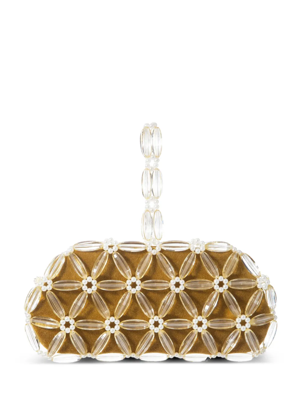 0711 Tebea bead-embellished clutch bag - Marrone