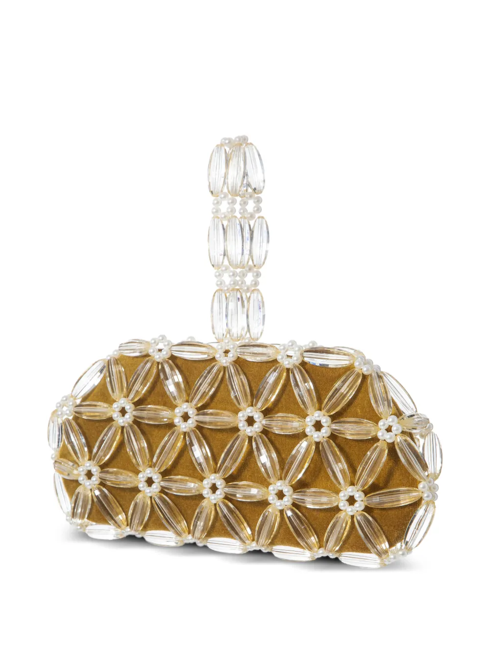 0711 Tebea clutch verfraaid met kralen Bruin