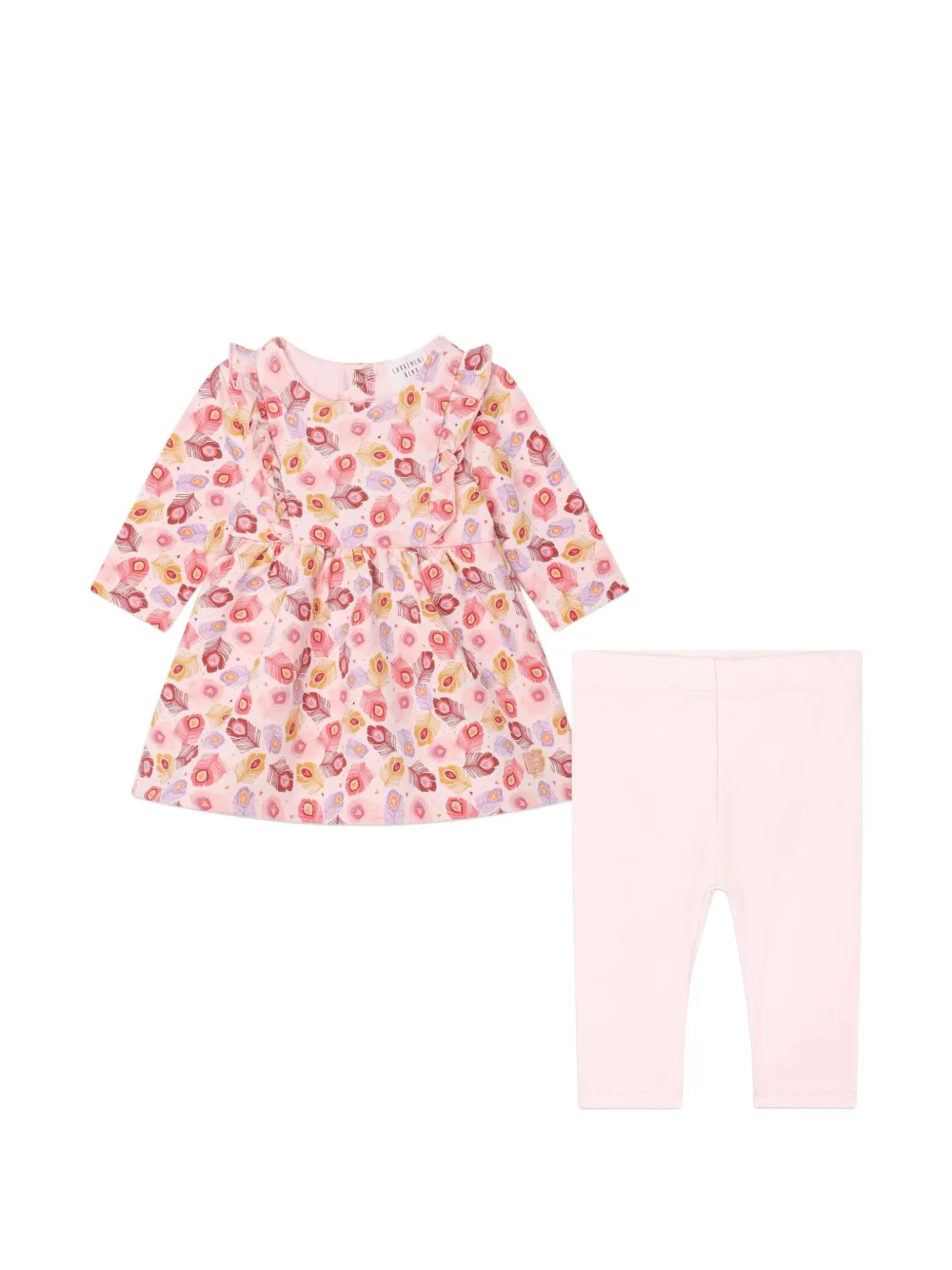 CARREMENT BEAU feather-print dress and leggings set - Rosa