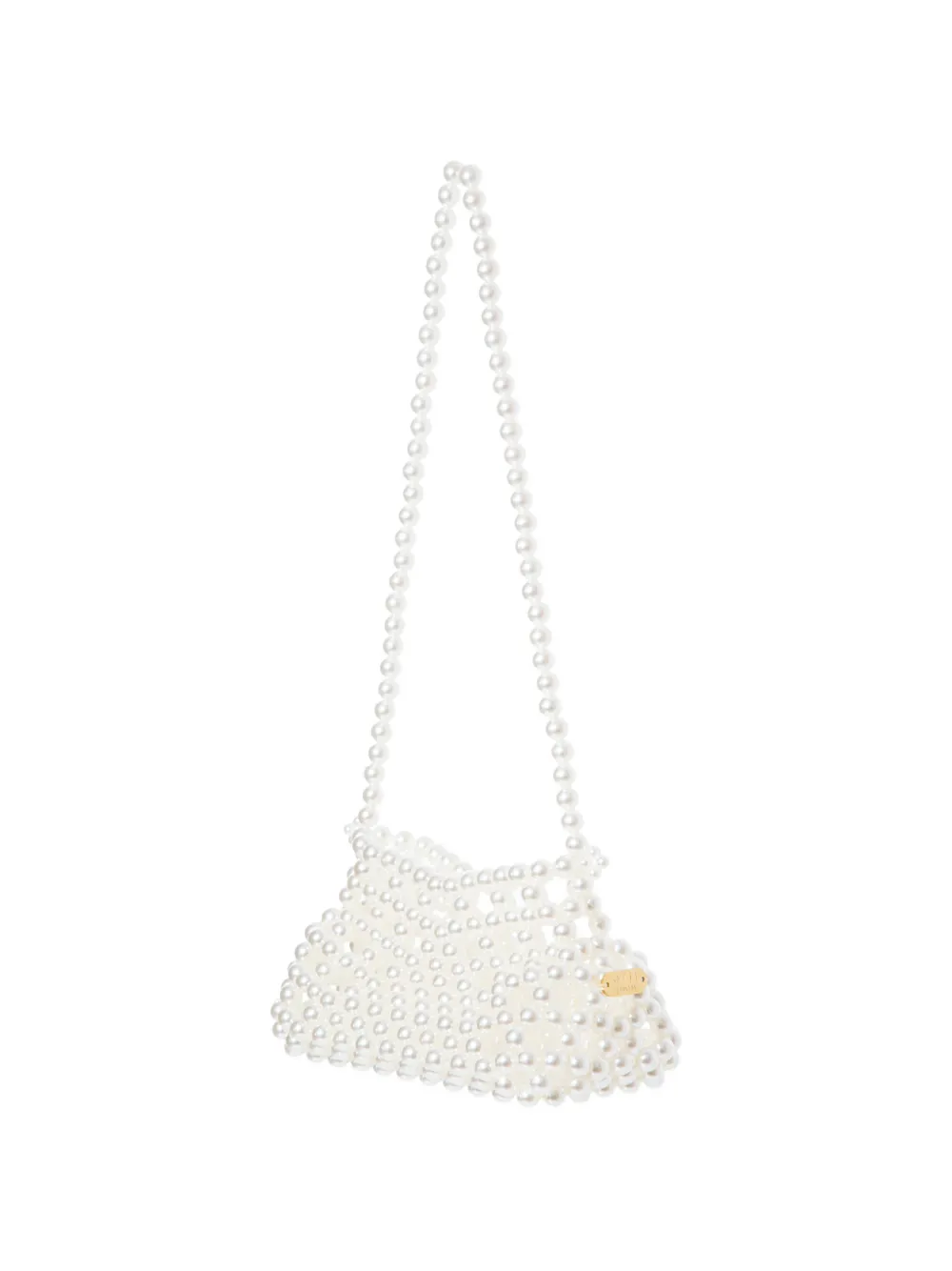0711 Lucy mini-tas met imitatieparel Beige