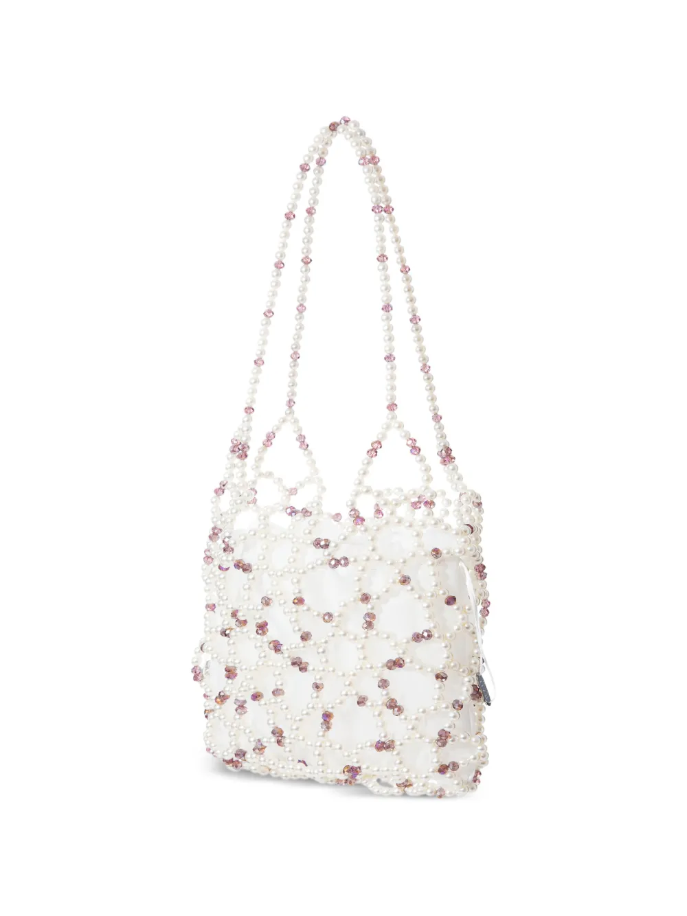 0711 Jasmine schoudertas met imitatieparel Beige