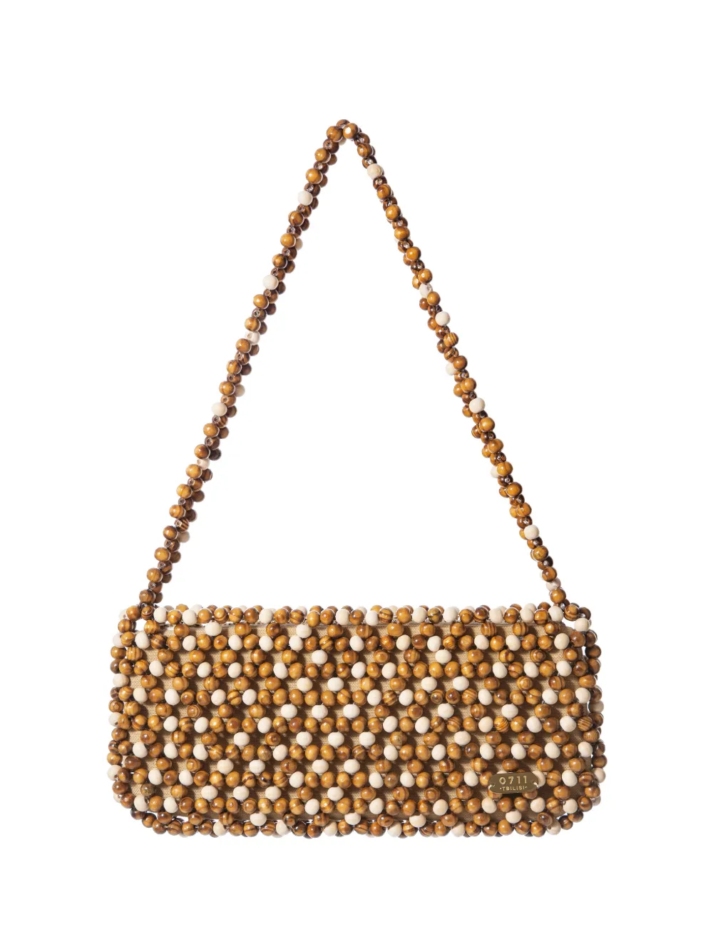 0711 May beaded shoulder bag - Marrone