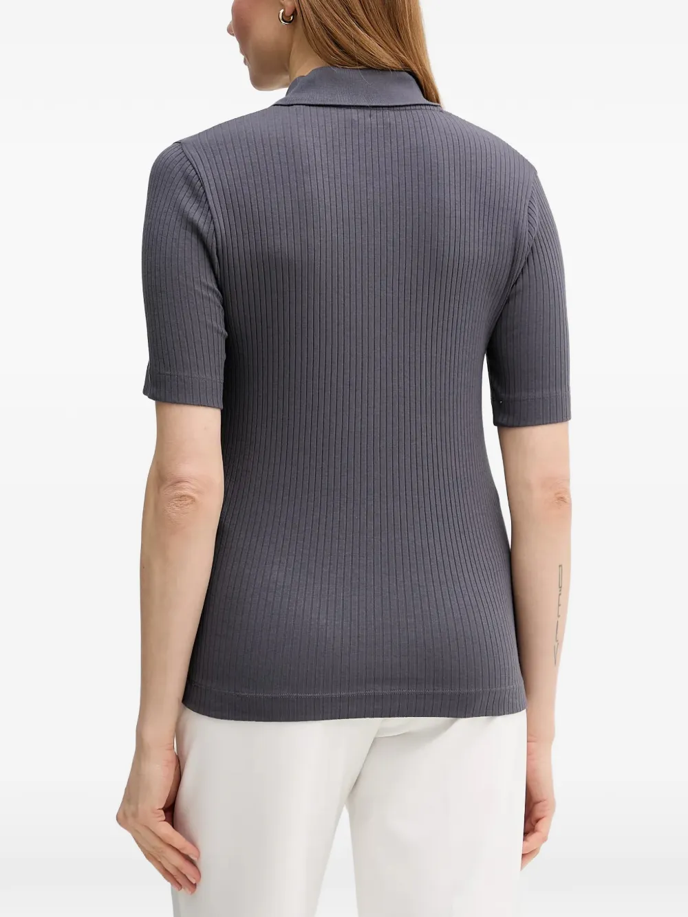 Marc O'Polo Ribgebreid poloshirt Grijs