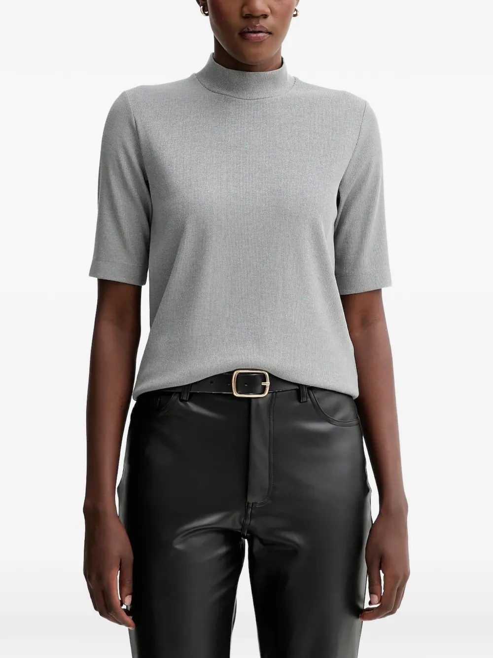 Marc O'Polo ribbed-knit mock-neck t-shirt - Grigio