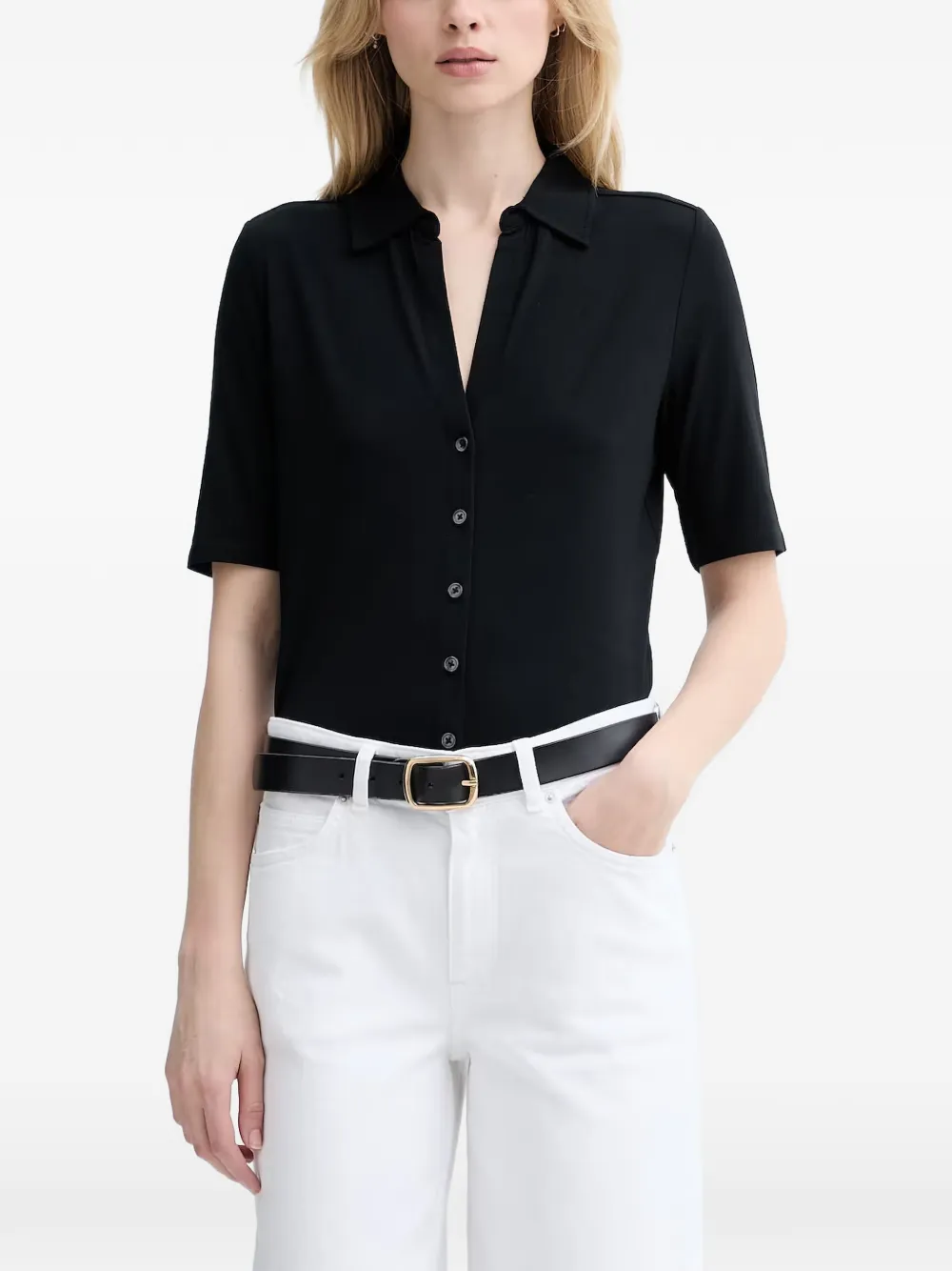 Marc O'Polo short-sleeve button-up shirt - Nero