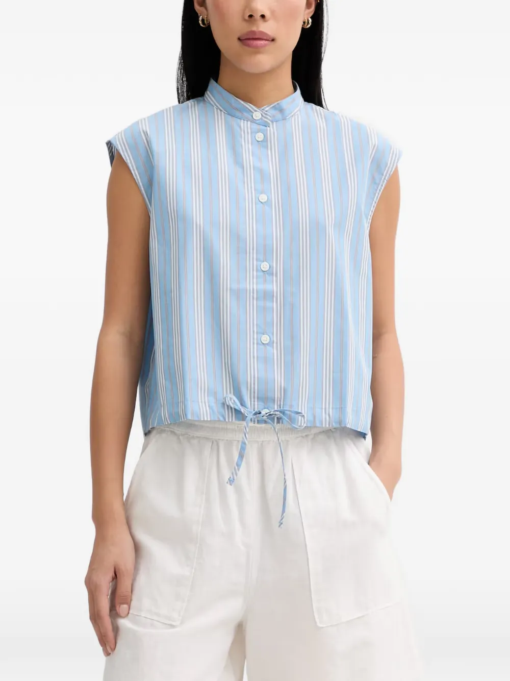 Marc O'Polo striped drawstring-hem top - Blau