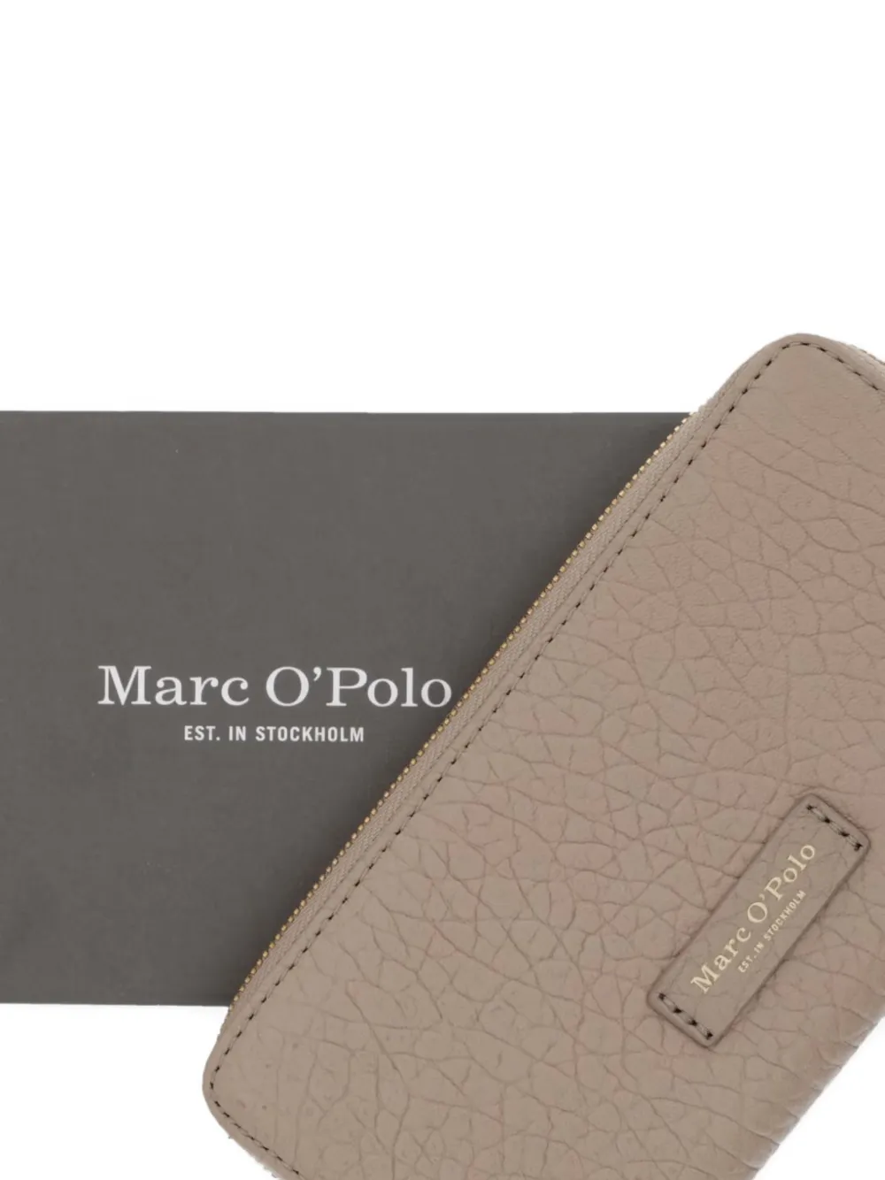 Marc O'Polo Portemonnee met logopatch en bewerkt effect Beige