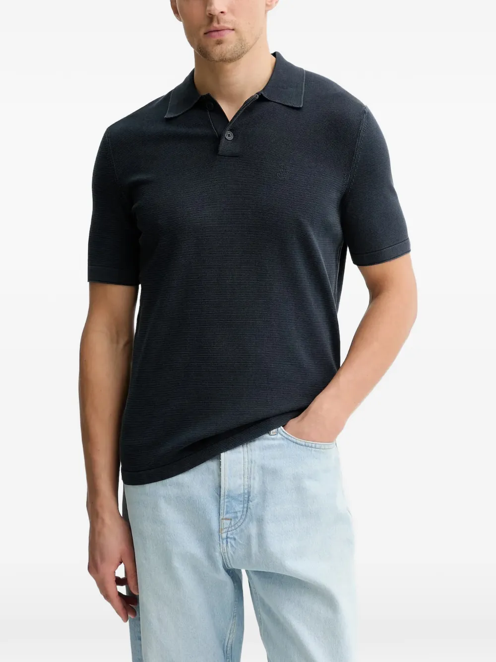Marc O'Polo textured short-sleeve polo shirt - Blau
