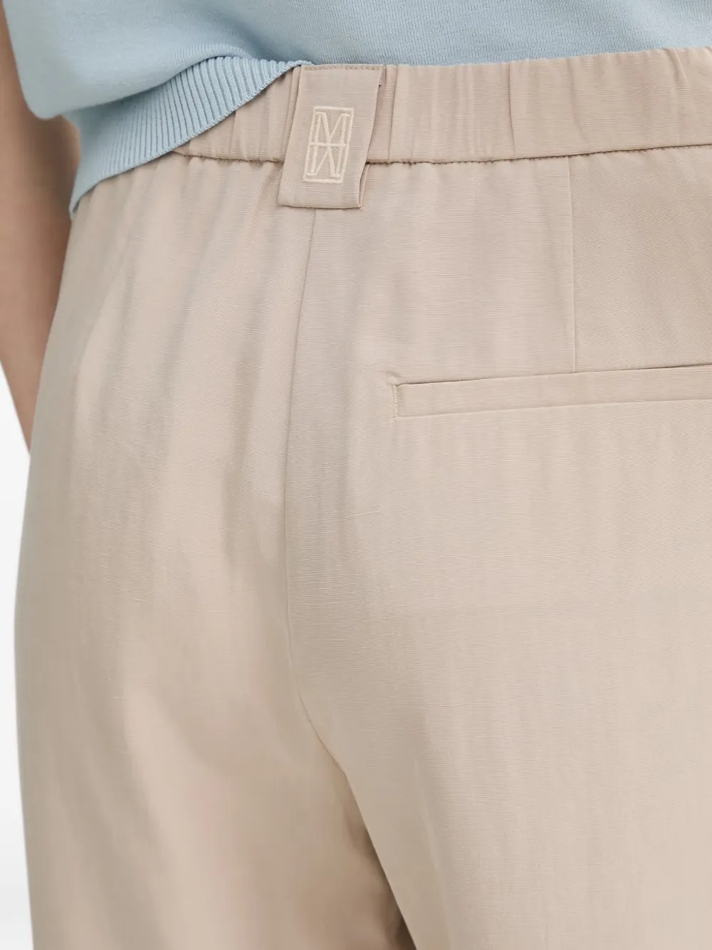 Marc O'Polo Broek met elastische tailleband en logopatch Beige