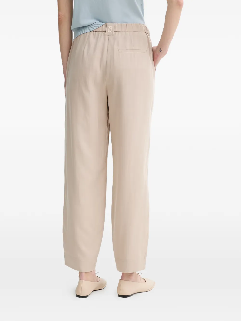 Marc O'Polo Broek met elastische tailleband en logopatch Beige
