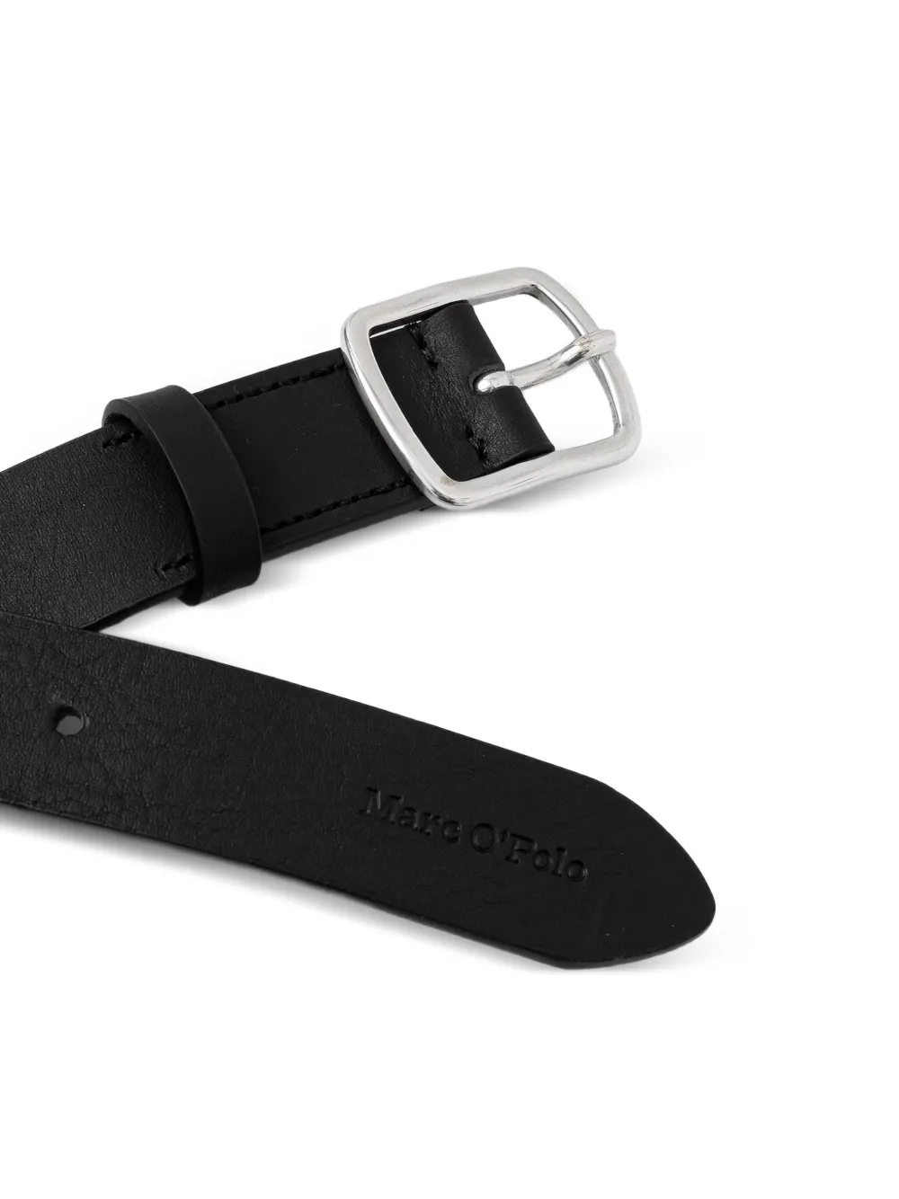 Marc O'Polo Leren riem met logo-reliëf Zwart