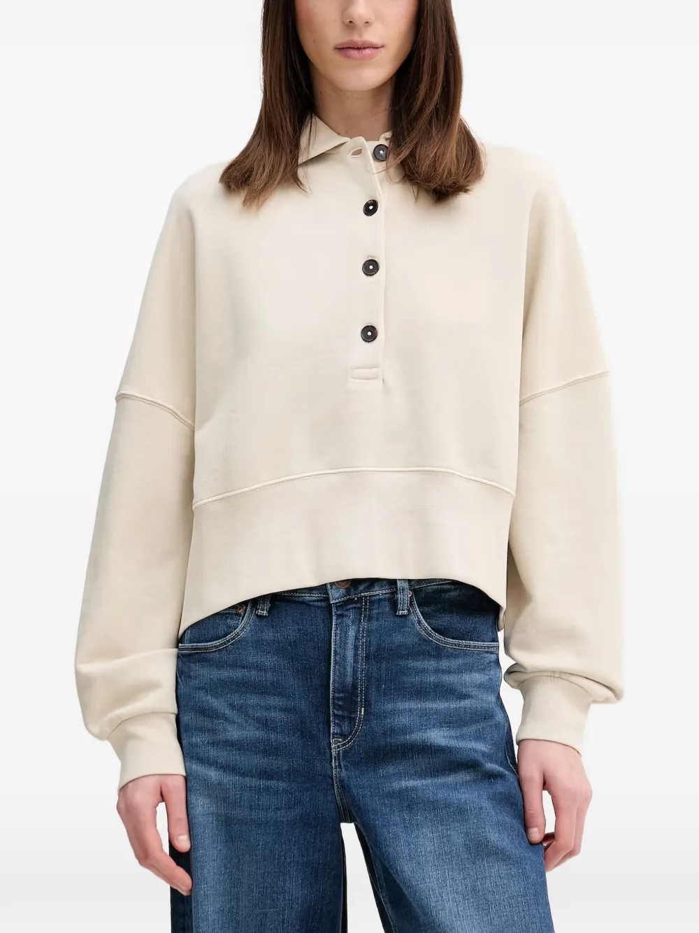 Marc O'Polo logo-embroidered button-up sweater - Nude