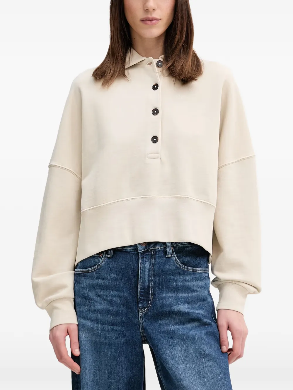 Marc O'Polo logo-embroidered button-up sweater - Nude