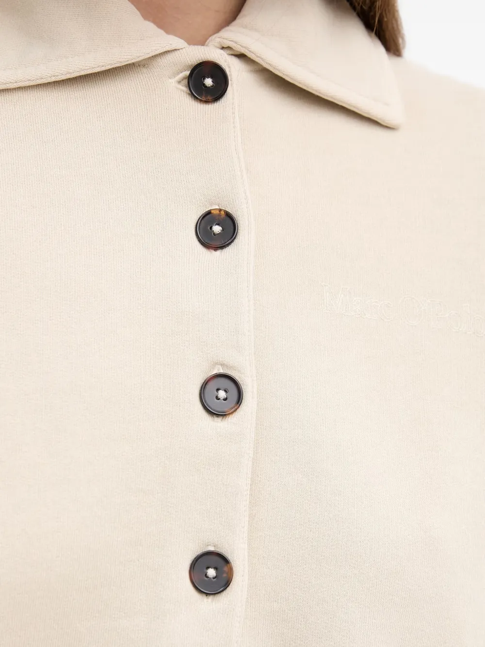 Marc O'Polo Button-up trui met geborduurd logo Beige