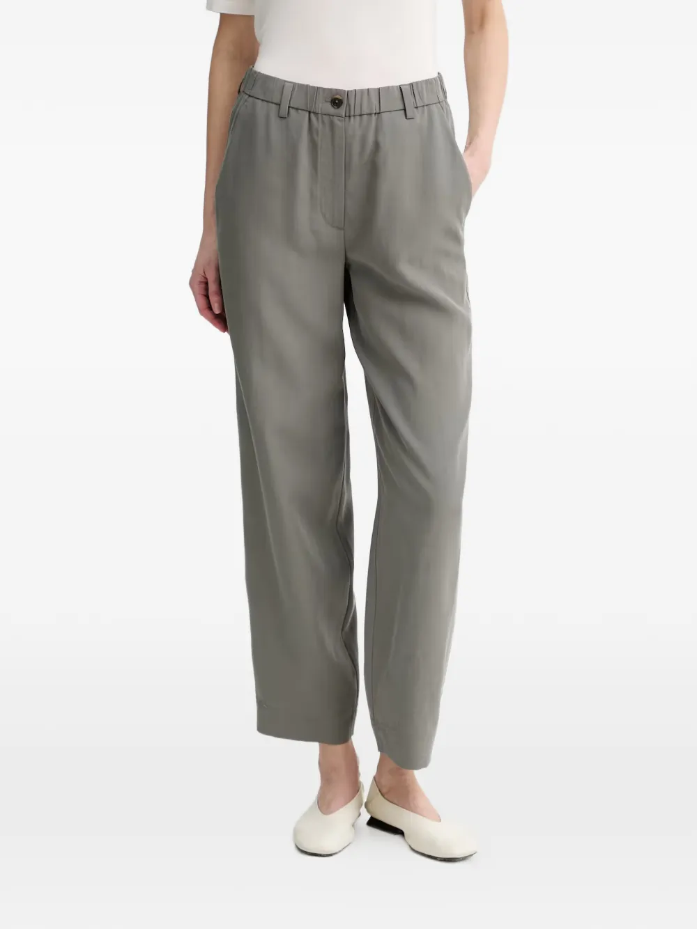 Marc O'Polo elasticated-waistband logo-patch trousers - Grigio