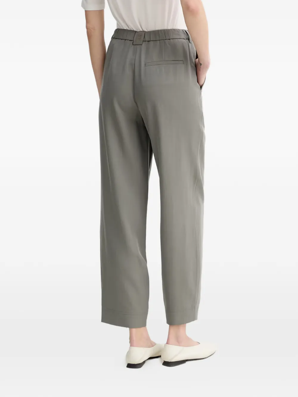 Marc O'Polo Broek met elastische tailleband en logopatch Grijs