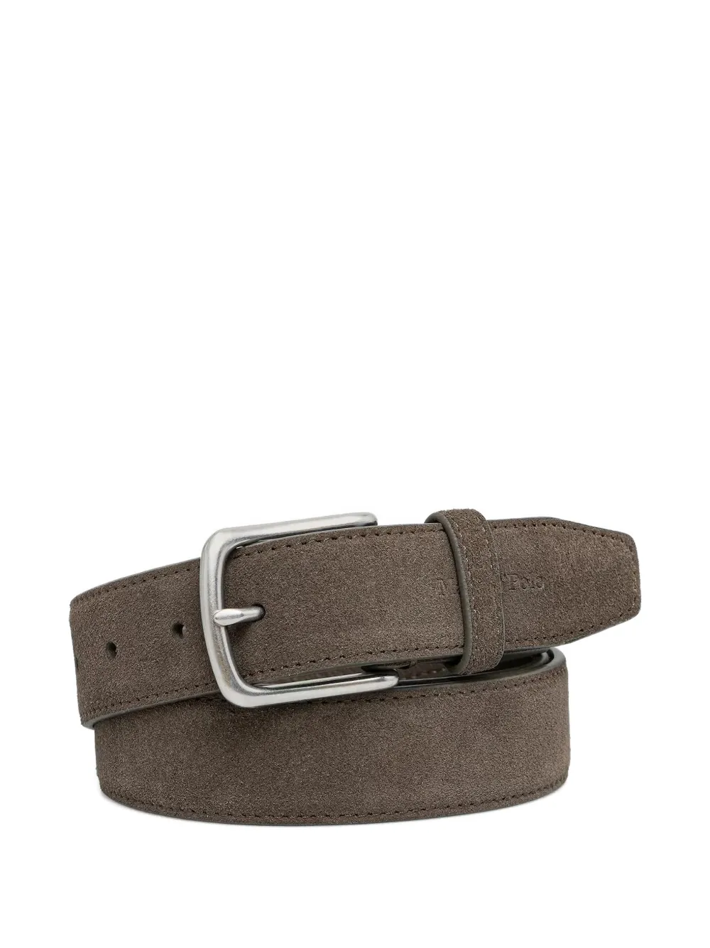Marc O'Polo suede logo-debossed belt - Marrone