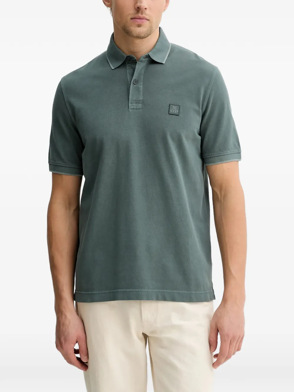 Marc O'Polo logo-patch pique polo shirt - Grün