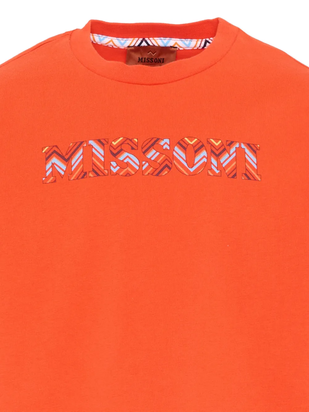 Missoni Kids logopatch T-shirt met zigzag afwerking Oranje