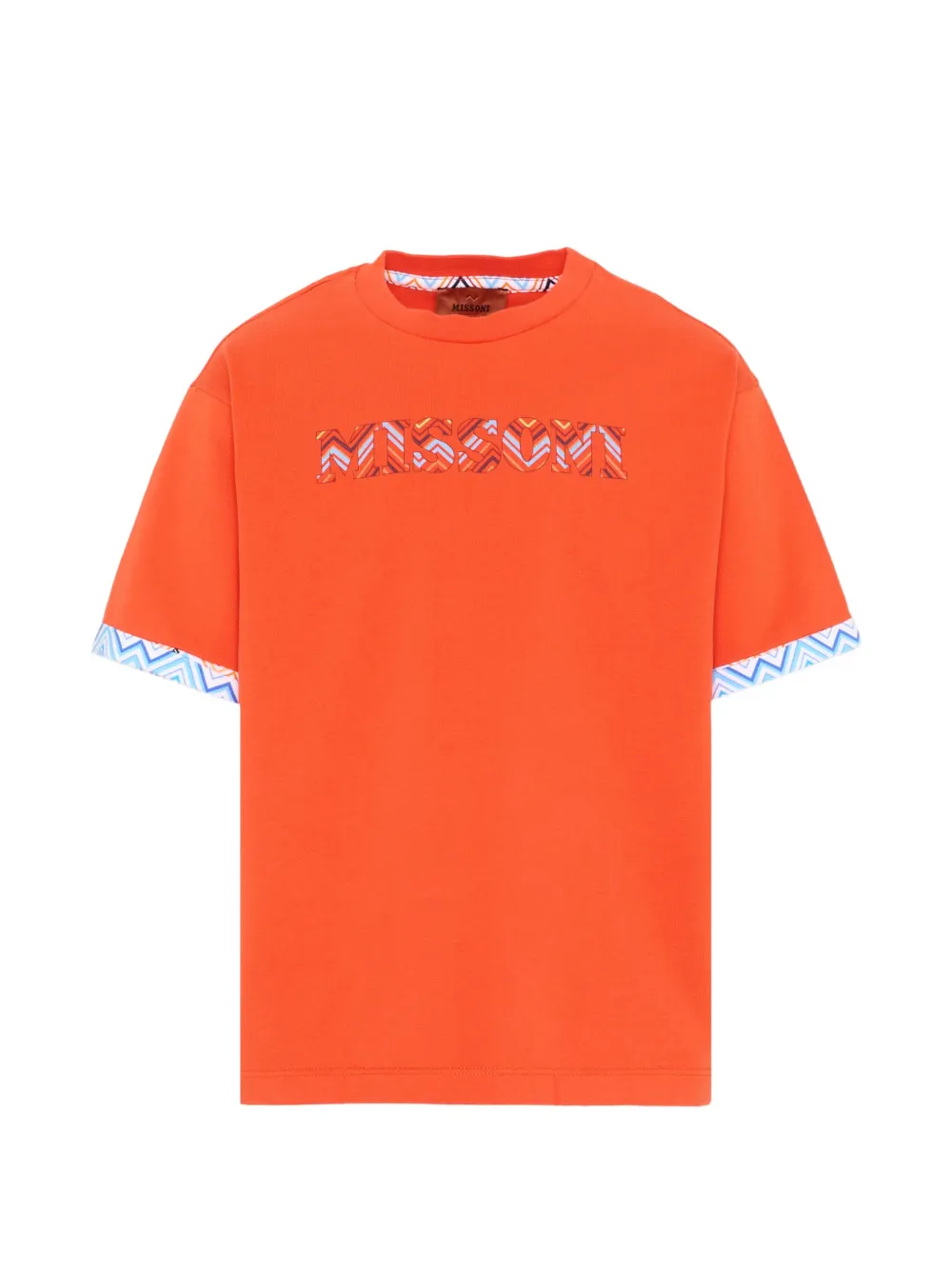 Missoni Kids logo-appliqué zigzag-trim T-shirt - Orange