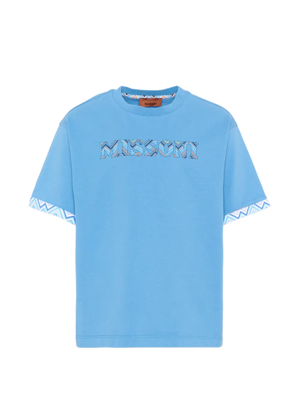 Missoni Kids zigzag-print logo-embroidered T-shirt - Blu