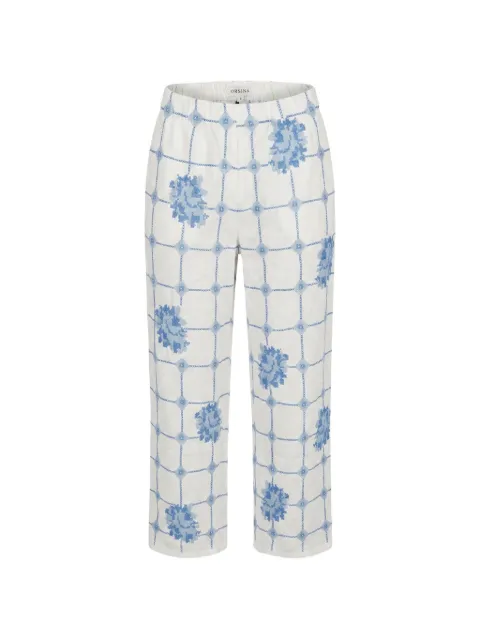 orsina floral-print check-pattern trousers