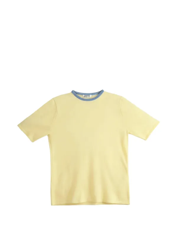 Auralee Contrast-trim Raglan-sleeve T-shirt in Yellow