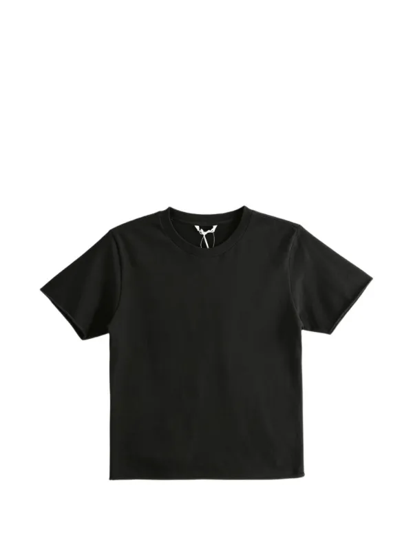 Auralee Raw-edge Short-sleeve T-shirt in Black
