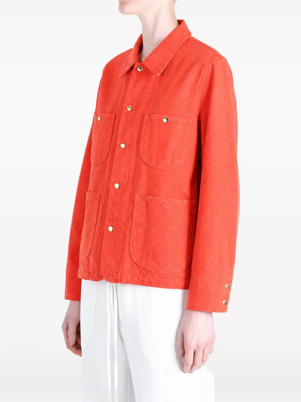  Auralee Veste Boutonnée à Poches Plaquées - Orange 