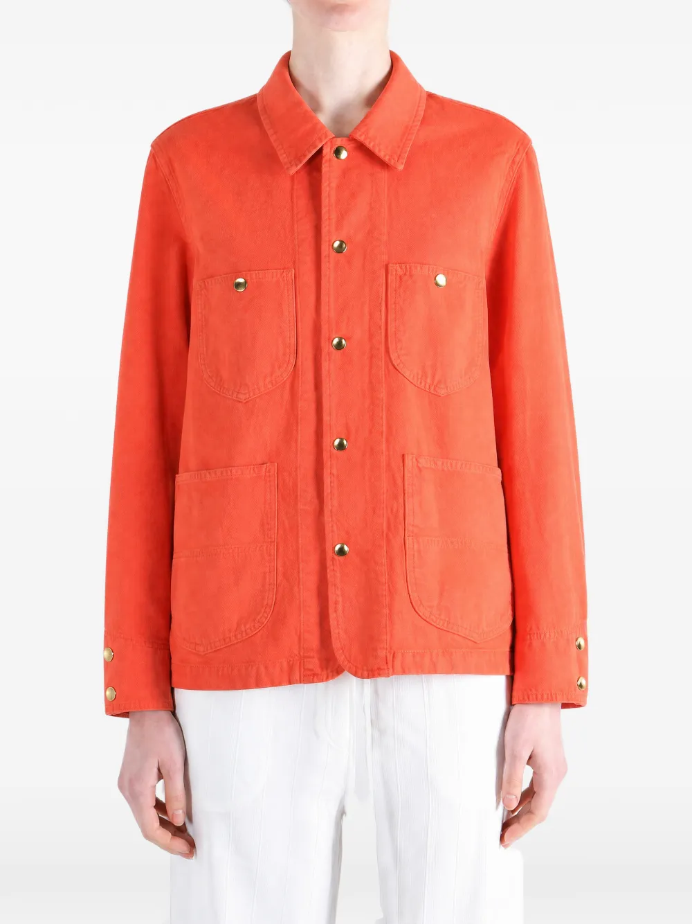  Auralee Veste Boutonnée à Poches Plaquées - Orange 
