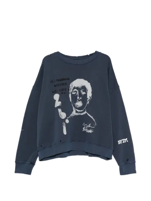 Song For The Mute sudadera con estampado gráfico y efecto envejecido