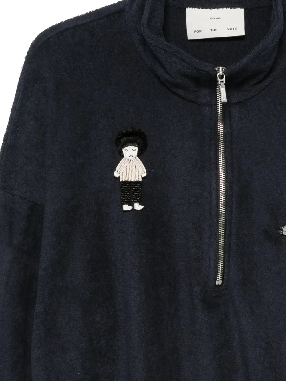 Song For The Mute Sweater met patch en halve rits Blauw