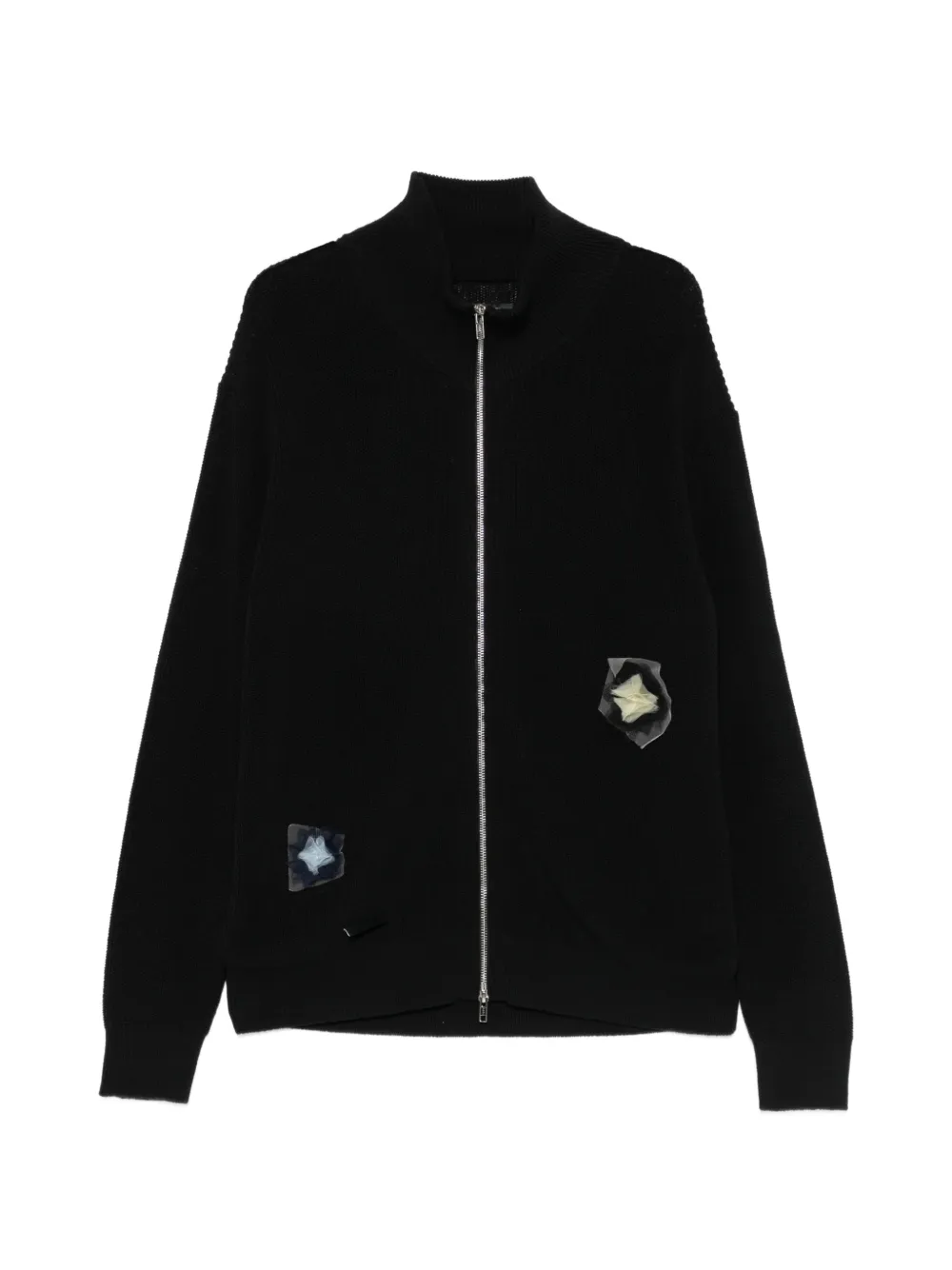 Song For The Mute floral-patch zip-up cardigan - Nero