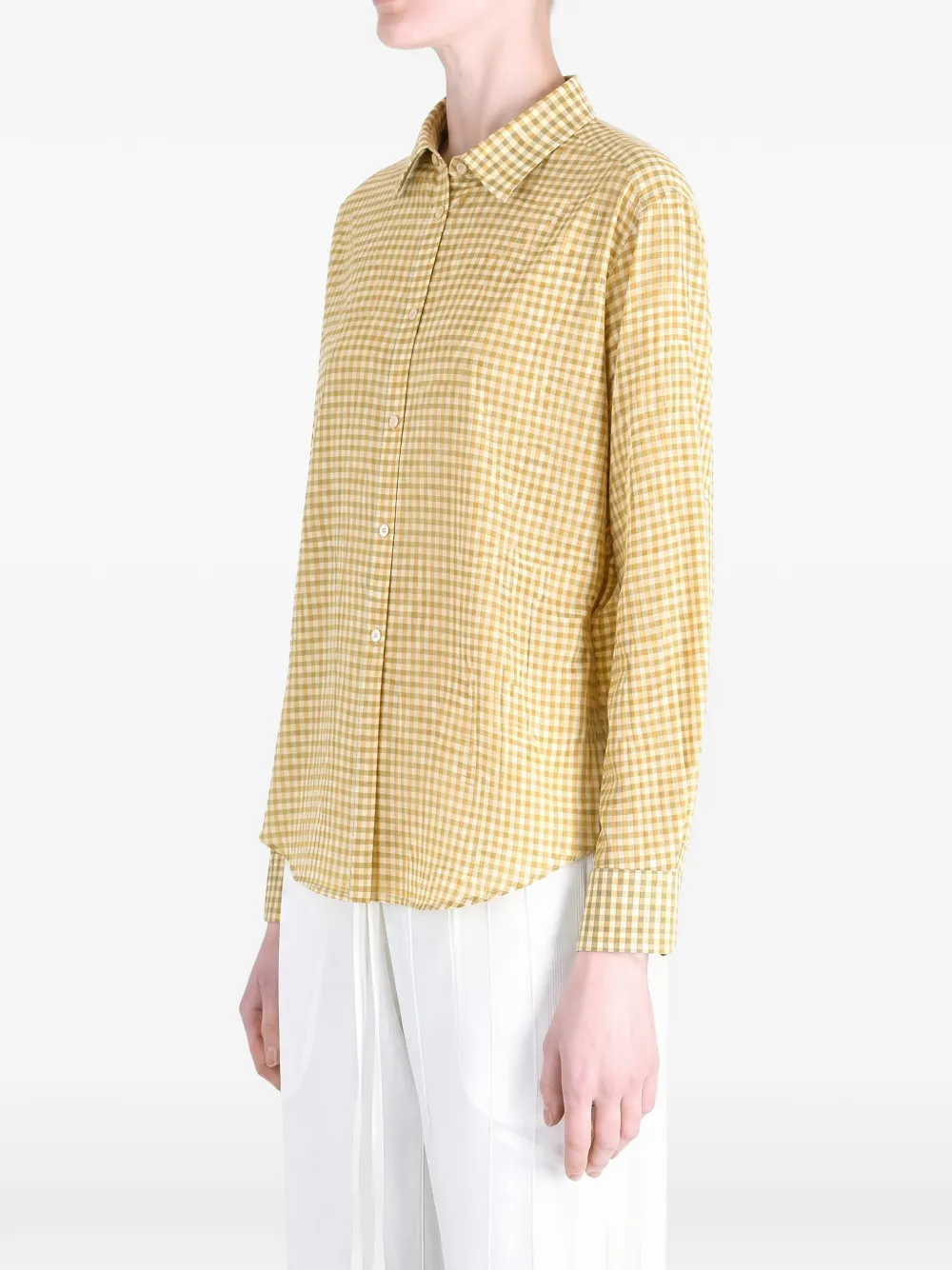 Auralee Geruit katoenen blouse Geel