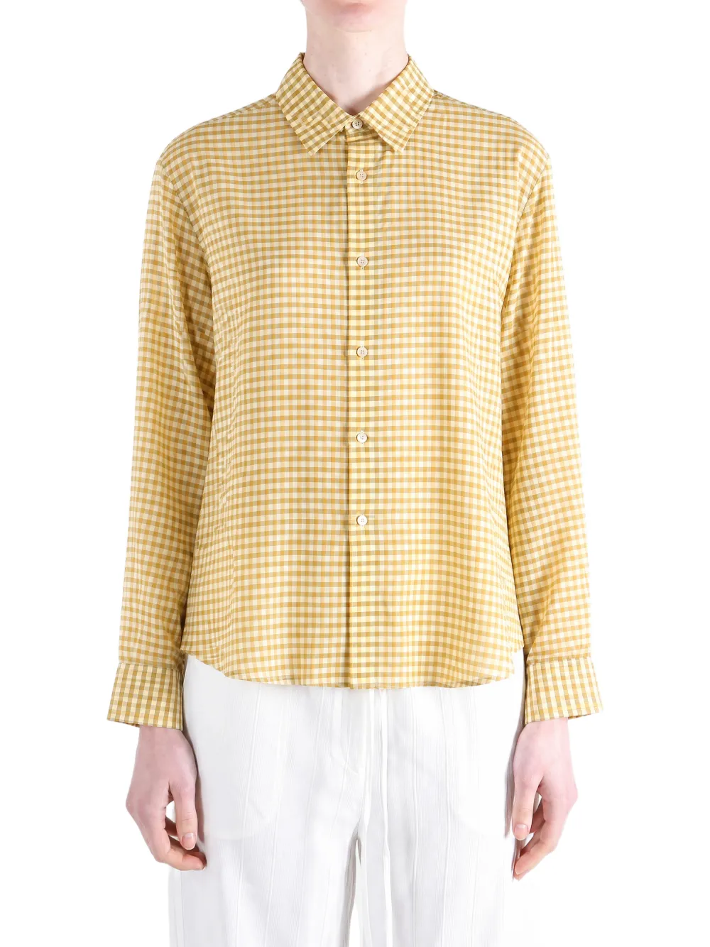 Auralee Geruit katoenen blouse Geel