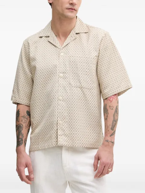 Lindbergh geometric-pattern camp-collar shirt