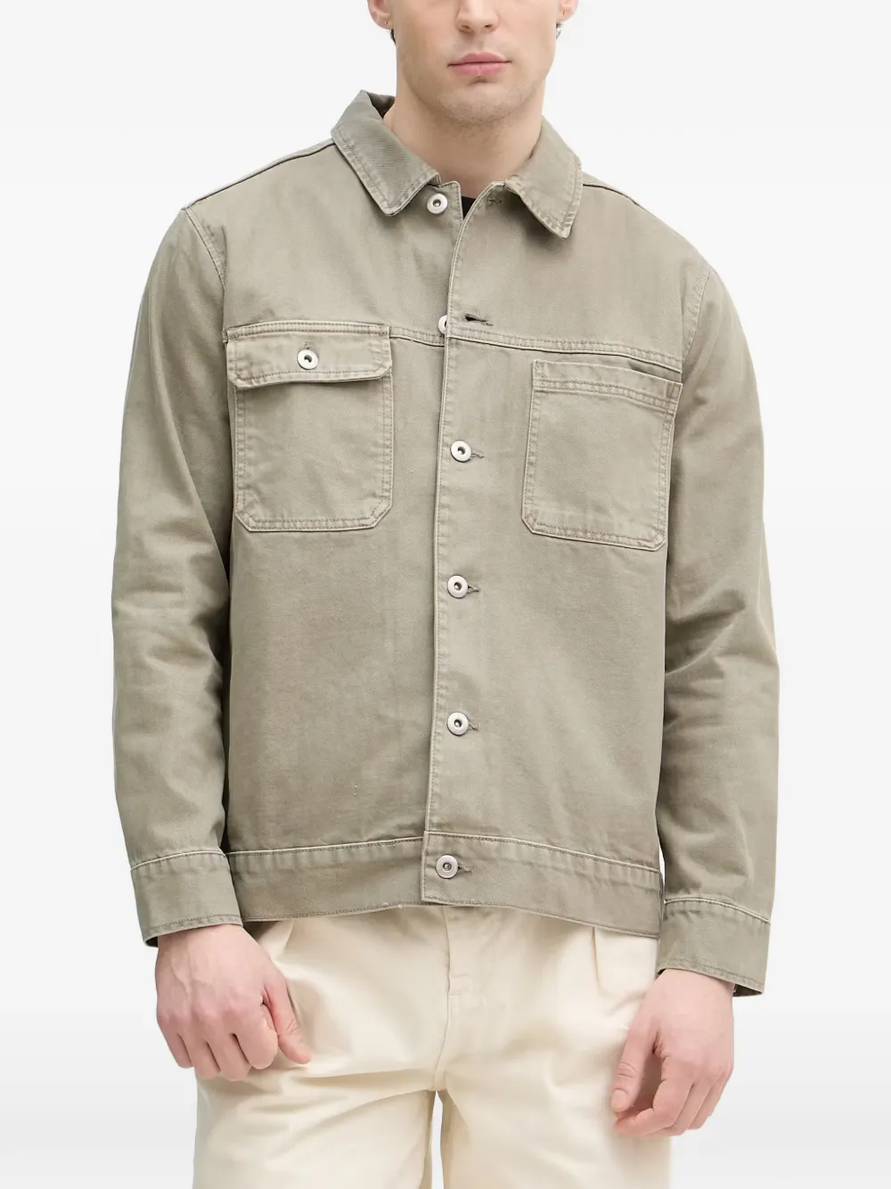 Lindbergh button-up pocket-detail shirt jacket - Verde