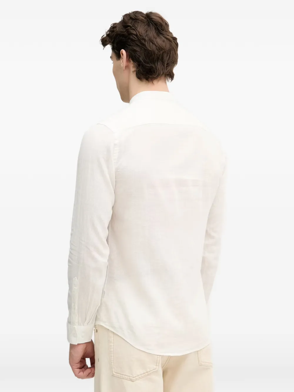 Lindbergh Overhemd met bandkraag Beige
