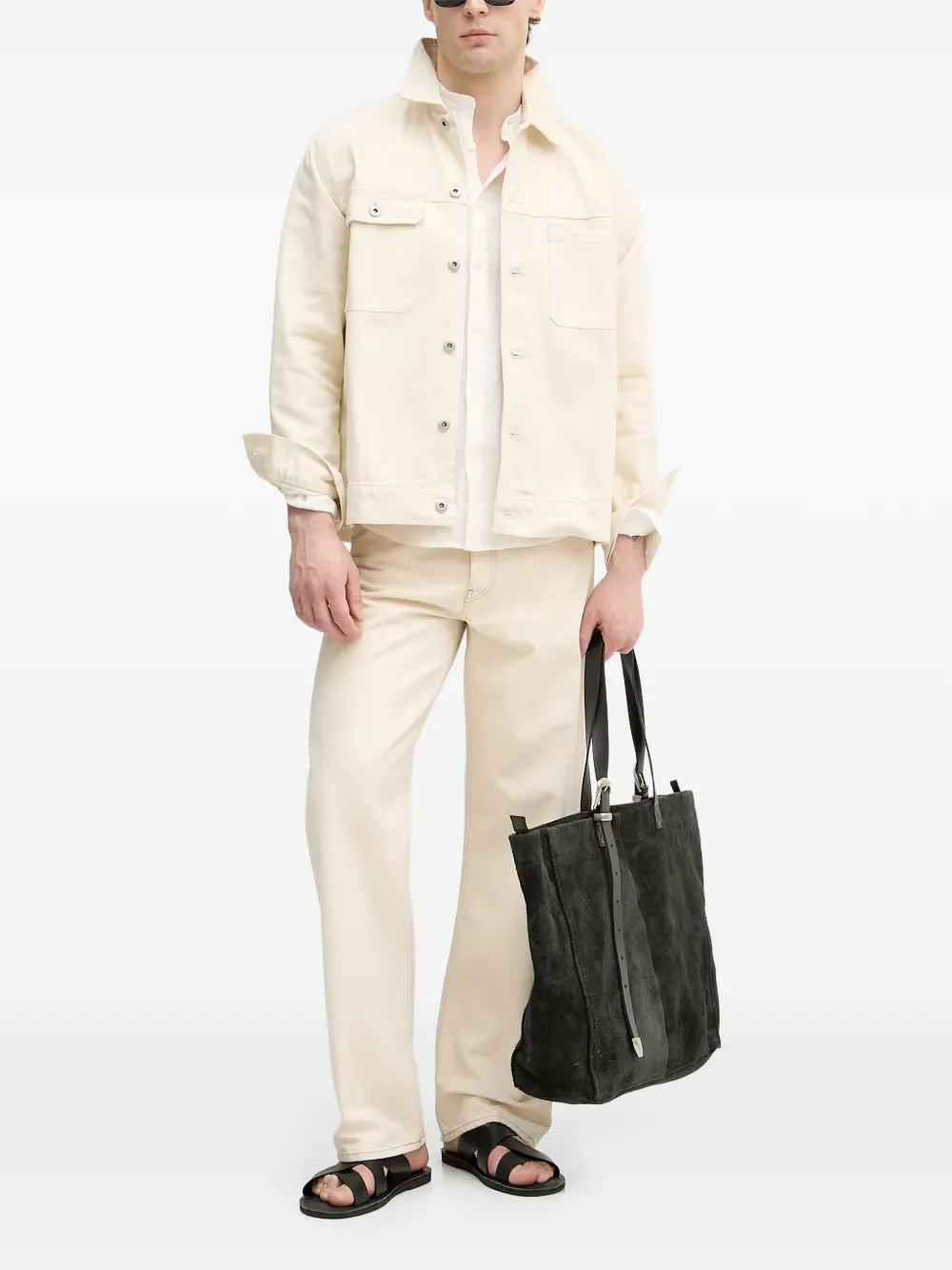Lindbergh Overhemd met bandkraag Beige