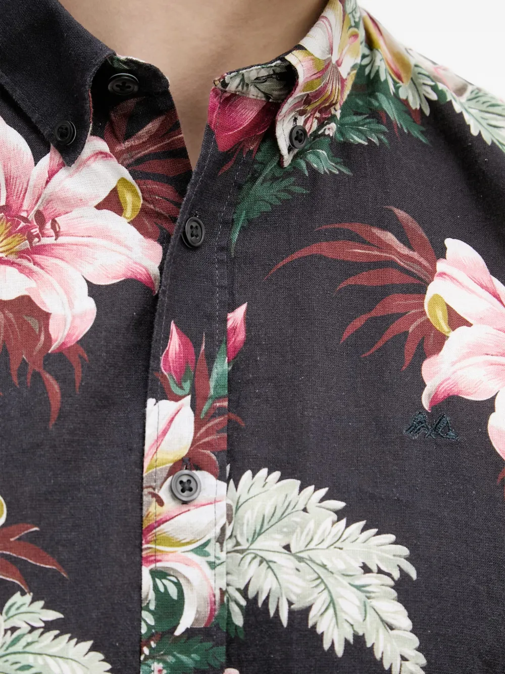 Lindbergh Overhemd met bloemenprint Zwart